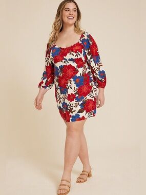 Excellent Condition Maurices Floral Sweetheart Babydoll Mini Dress Size 3X